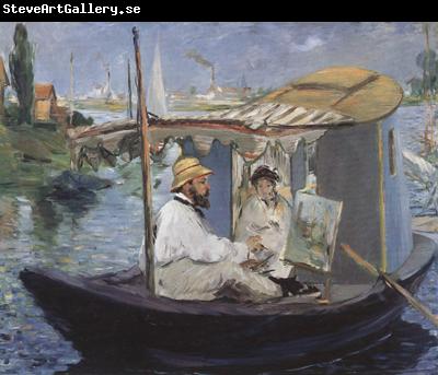 Edouard Manet Monet Painting in his Studio Boat (nn02)